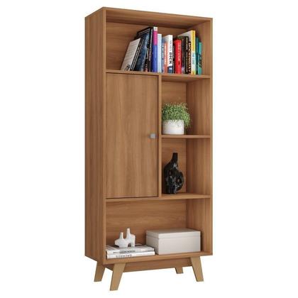 Imagem de Escrivaninha em L 120x136cm 2 Portas com Estante 1 Porta Retrô Espresso Móveis