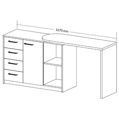 Imagem de Escrivaninha Em L Com 4 Gavetas 1 Porta E Nicho London Branco