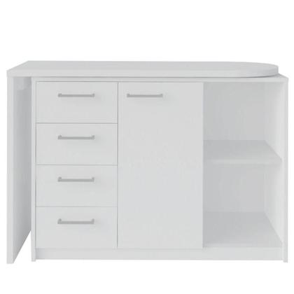 Imagem de Escrivaninha Em L Com 4 Gavetas 1 Porta E Nicho London Branco