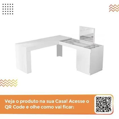 Imagem de Escrivaninha em L com Penteadeira Star Branca - Mobler