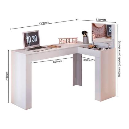 Imagem de Escrivaninha em L com Penteadeira Star II Branca