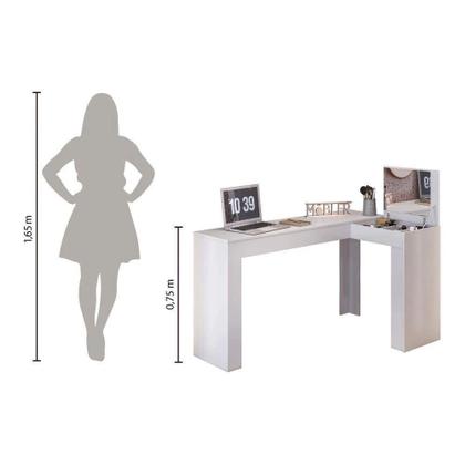 Imagem de Escrivaninha em L com Penteadeira Star II Branca