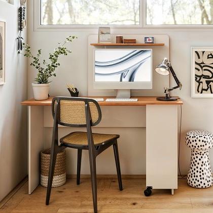 Imagem de Escrivaninha em L Off White/Freijó  EJ Móveis