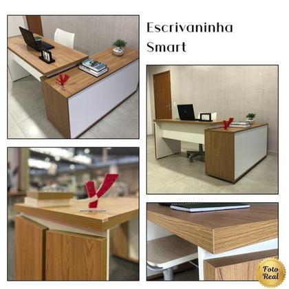 Imagem de Escrivaninha em L para Escritório com Porta de Correr e 2 Gavetas
