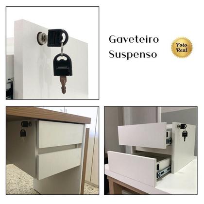 Imagem de Escrivaninha em L para Escritório com Porta de Correr e 2 Gavetas