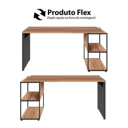 Imagem de Escrivaninha Escritório com Estante Baixa 3 Prateleiras F5