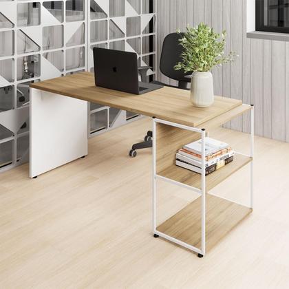 Imagem de Escrivaninha Escritório com Estante Baixa 3 Prateleiras F5