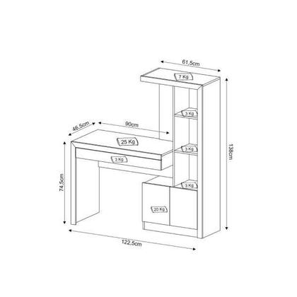 Imagem de Escrivaninha Estante com 2 Portas Gaveta Rústico Tecnomobili