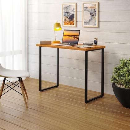 Imagem de Escrivaninha Estilo Industrial Mesa Com Pés De Ferro E Tampo De Madeira Para Computador Estudo Home Office
