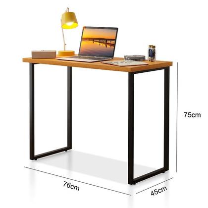 Imagem de Escrivaninha Estilo Industrial Mesa Com Pés De Ferro E Tampo De Madeira Para Computador Estudo Home Office