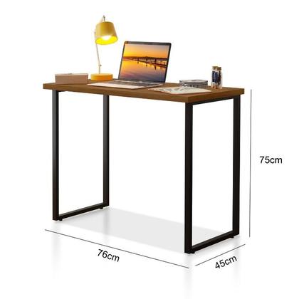 Imagem de Escrivaninha Estilo Industrial Mesa Com Pés De Ferro E Tampo De Madeira Para Computador Estudo Home Office