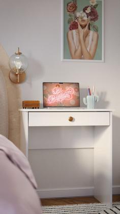 Imagem de Escrivaninha Estilo mesa para computador ou notebook com 1 gaveta - Branco