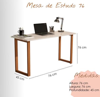 Imagem de Escrivaninha Estudo Home Office Para Escritório Mesa Trabalho 76 cm Off White