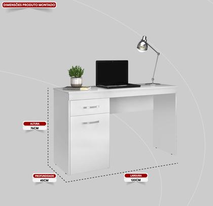 Imagem de Escrivaninha Estudo Home Office Para Escritório Mesa Trabalho Com Porta e Gaveta