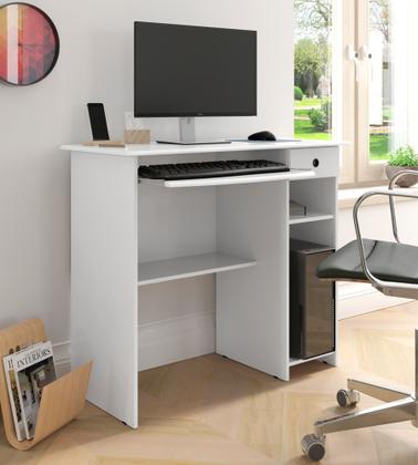 Imagem de Escrivaninha Estudo Trabalho Home Office com Gaveta Quarto Escritório Viena Branco - EJ
