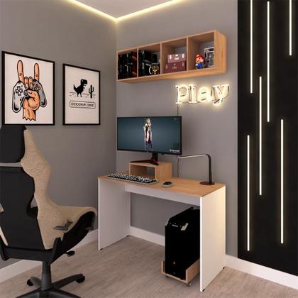 Imagem de Escrivaninha Fini Carvalho Mel e Branca 120 cm