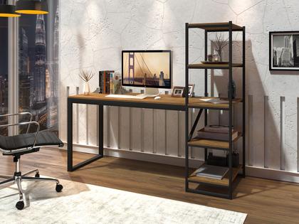 Imagem de Escrivaninha Fit Home Office Estudo Escritório Prateleiras Mesa Industrial Nichos Sala Notebook Gamer Quarto Computador Simples Impressora