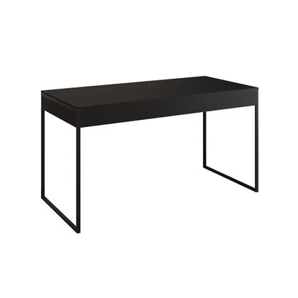 Imagem de Escrivaninha Home Office Estilo Industrial Malta Preta 137x53cm Ferro Preto com 1 Poltrona Branca Ea