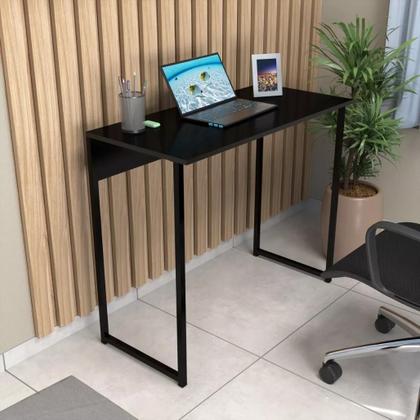 Imagem de Escrivaninha Home Office Industrial 90x50 MDF Preto  Para Quem Busca Praticidade e Estilo