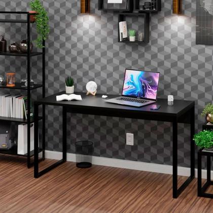 Imagem de Escrivaninha Home Office Industrial 90x50 MDF Preto  Para Quem Busca Praticidade e Estilo