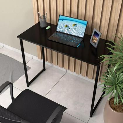 Imagem de Escrivaninha Home Office Industrial 90x50 MDF Preto  Para Quem Busca Praticidade e Estilo
