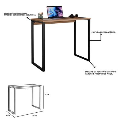 Imagem de Escrivaninha Industrial Mesa Estudo Aparador Escritório Home Office Pés Em Aço