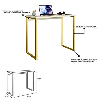 Imagem de Escrivaninha Industrial Mesa Estudo Aparador Escritório Office Aço Mdf