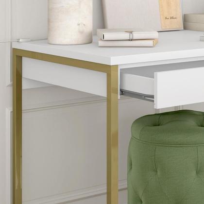 Imagem de Escrivaninha Industrial Vancouver Com 2 Gavetas Dourado/branco - M.a