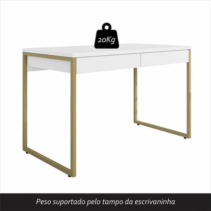 Imagem de Escrivaninha Industrial Vancouver Com 2 Gavetas Dourado/branco - M.a