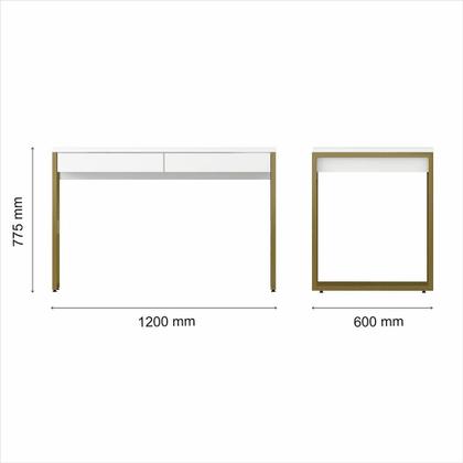 Imagem de Escrivaninha Industrial Vancouver Com 2 Gavetas Dourado/branco - M.a
