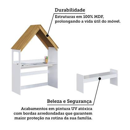 Imagem de Escrivaninha Infantil Montessoriana Casinha em MDF Popy Móveis Peroba