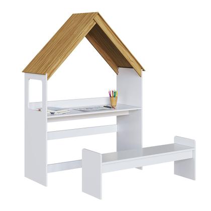 Imagem de Escrivaninha Infantil Montessoriana Casinha em MDF Popy Móveis Peroba