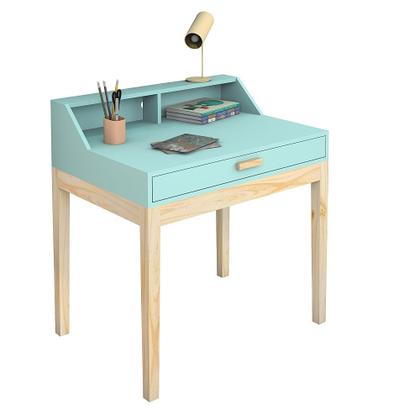 Imagem de Escrivaninha Infantil Teen 80cm Mesa De Estudo Tarefa Escolar Com Gaveta Prateleira Estilo Retro Teen Cores Unisexx