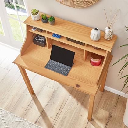 Imagem de Escrivaninha Madeira 2 Gavetas 6 Nichos Marlene