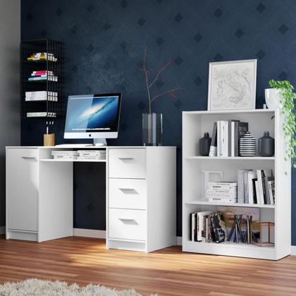 Imagem de Escrivaninha Madesa Alaska + Estante Livreiro 6907 - Branco
