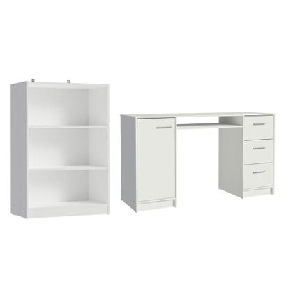 Imagem de Escrivaninha Madesa Alaska + Estante Livreiro 6907 - Branco