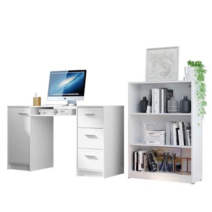 Imagem de Escrivaninha Madesa Alaska + Estante Livreiro 6907 - Branco