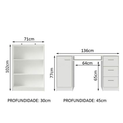 Imagem de Escrivaninha Madesa Alaska + Estante Livreiro 6907 - Branco