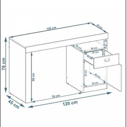Imagem de Escrivaninha Melissa com 1 Porta e 1 Gaveta - Branco