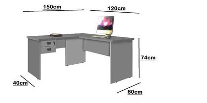 Imagem de Escrivaninha mesa computador em L Jequitibá 02 gavetas OFERTA
