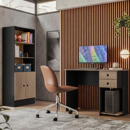 Imagem de Escrivaninha Mesa Computador Notebook 2 Gavetas Escritório Estudos Trabalho 4115