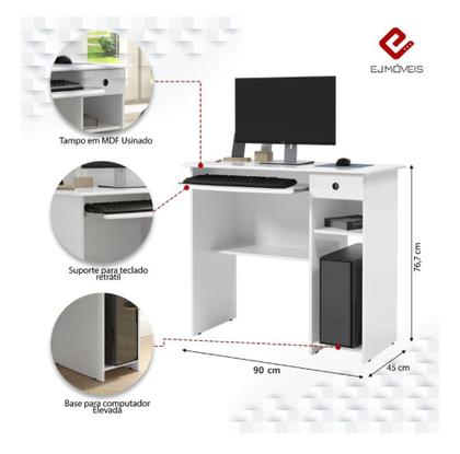 Imagem de Escrivaninha Mesa De Computado Gamer Com Gaveta Viena Branca