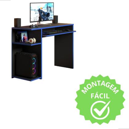 Imagem de Escrivaninha Mesa De Computador Gamer, com Prateleira Elevada E Suporte Para Teclado Extensível  JM3 MÓVEIS