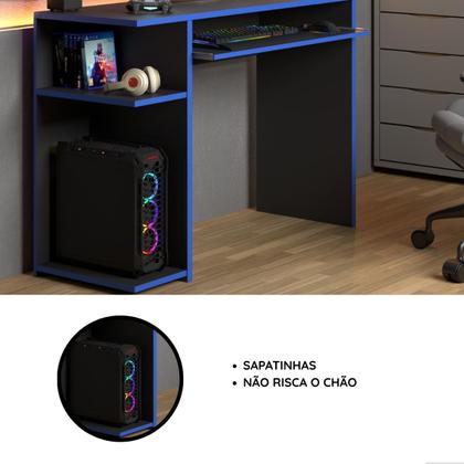 Imagem de Escrivaninha Mesa De Computador Gamer, com Prateleira Elevada E Suporte Para Teclado Extensível  JM3 MÓVEIS