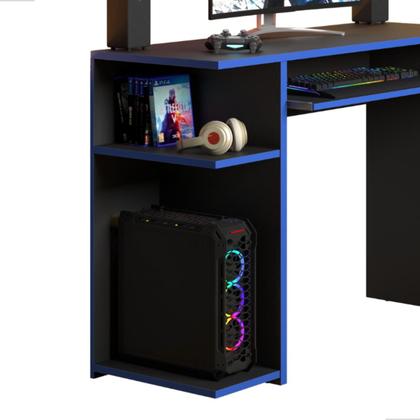Imagem de Escrivaninha Mesa De Computador Gamer, com Prateleira Elevada E Suporte Para Teclado Extensível  JM3 MÓVEIS