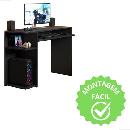 Imagem de Escrivaninha Mesa De Computador Gamer, com Prateleira Elevada E Suporte Para Teclado Extensível  JM3 MÓVEIS