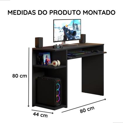 Imagem de Escrivaninha Mesa De Computador Gamer, com Prateleira Elevada E Suporte Para Teclado Extensível  JM3 MÓVEIS