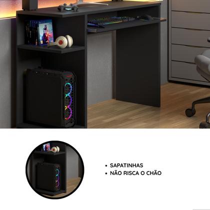 Imagem de Escrivaninha Mesa De Computador Gamer, com Prateleira Elevada E Suporte Para Teclado Extensível  JM3 MÓVEIS