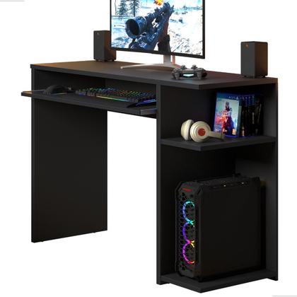 Imagem de Escrivaninha Mesa De Computador Gamer, com Prateleira Elevada E Suporte Para Teclado Extensível  JM3 MÓVEIS