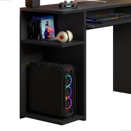 Imagem de Escrivaninha Mesa De Computador Gamer, com Prateleira Elevada E Suporte Para Teclado Extensível  JM3 MÓVEIS